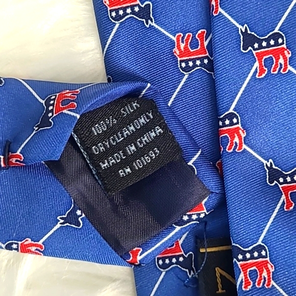 Vintage Y2K 100% Silk Democratic Democrat Political Party Donkey Tie Necktie 60" - Picture 16 of 17